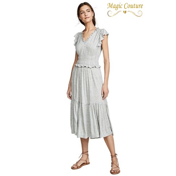 Rebecca V-Neck Jersey Dress in Grey Melange🤍⭐️🤍 - Picture 1 of 9
